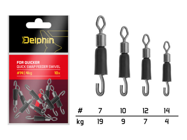 Delphin FDR Quicker Quick-Swap Wirbel mit dem Gummiband / 10 St.#14/4kg – Bild 2