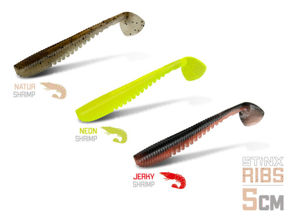 Gummiköder Delphin B! StinxRIBS Shrimp / 20 St.5cm / JERKY