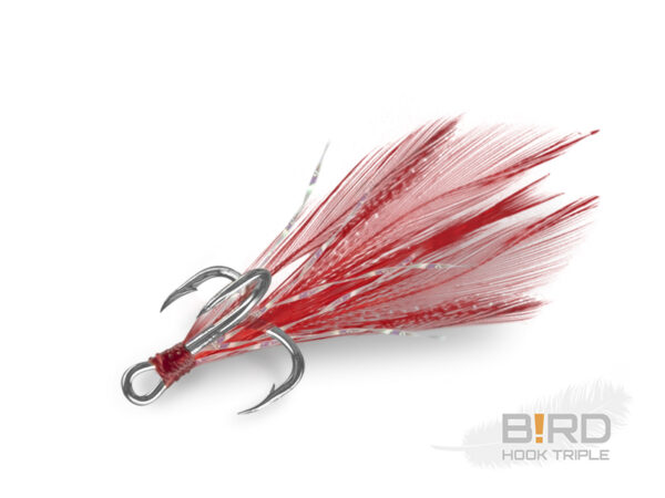 Delphin B!RD Hook TRIPLE / 3St.rote Federn #10