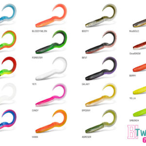Top mix Gummiköder Delphin TwistaX Eeltail UVs / 5St.6cm/Perchy + Candy + Booty + Redface + Firedot