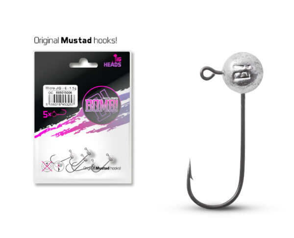 Jig-Kopf ohne Kragen Delphin BOMB / 5St.7,5g-3/0